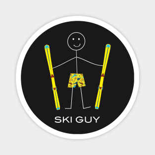 Funny Mens Skiing Ski Guy Magnet